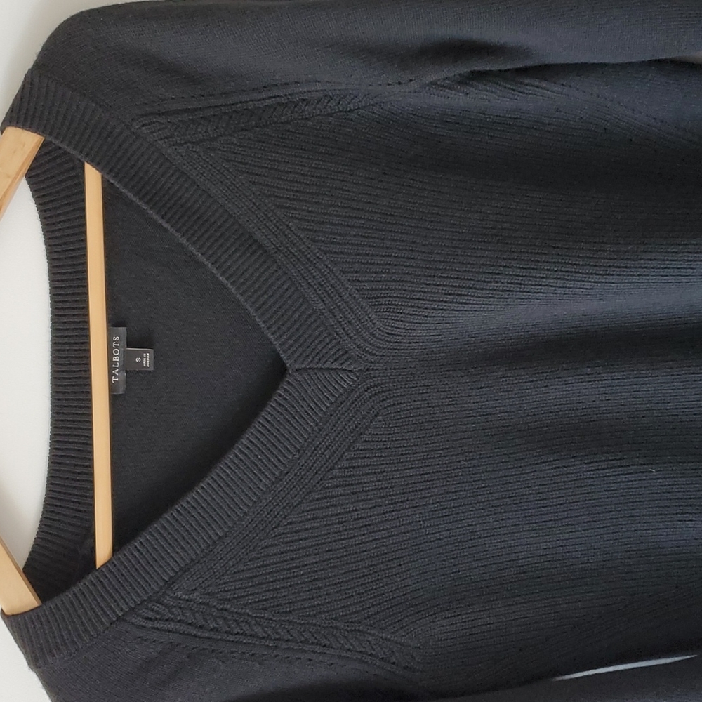 Talbots V-Neck Black Wool Cashmere Blend Knit Cardigan Sweater Women's Sz S - Picture 9 of 9
